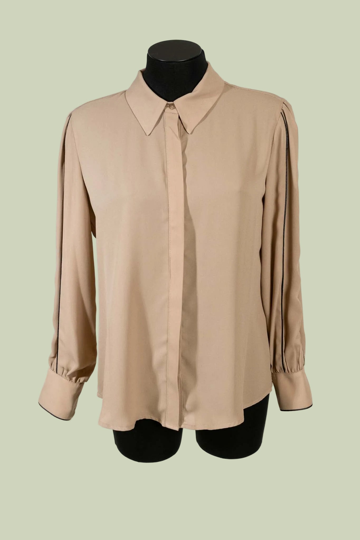 Camicia con dettaglio riga nera Beige - Mimi mu