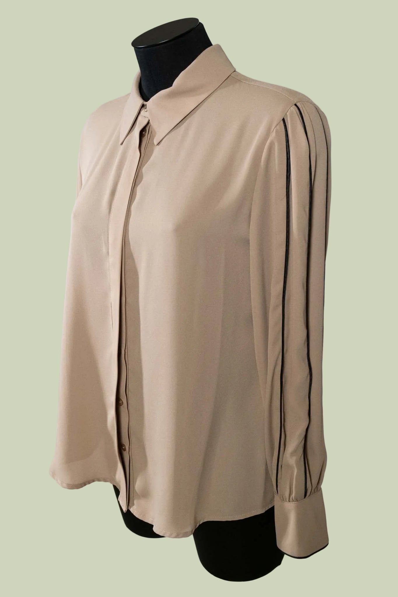 Camicia con dettaglio riga nera Beige - Mimi mu