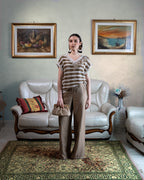 Maglia a righe con borchie e frangia - ECO