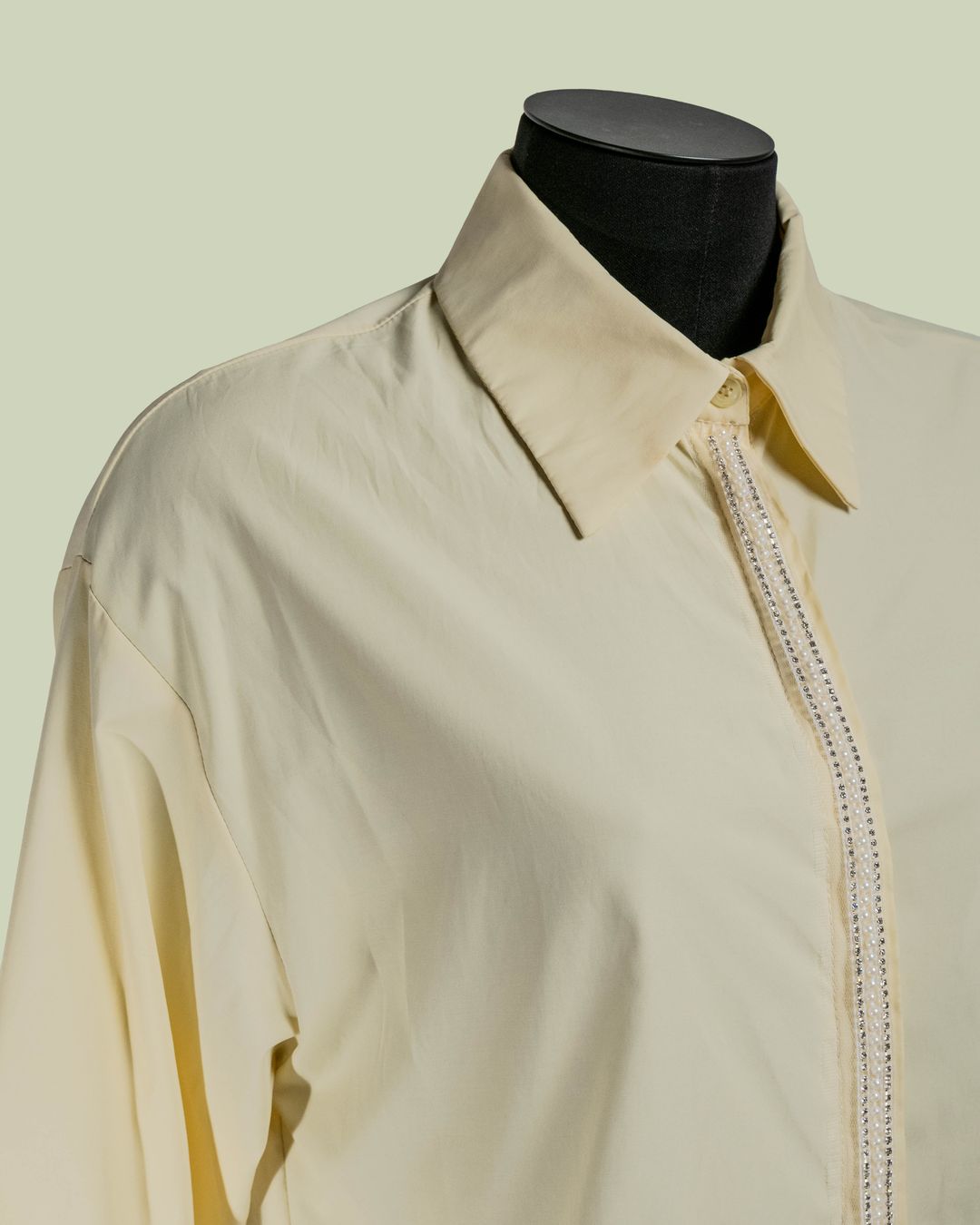 Camicia Cropped con Bordo Gioiello – Mimi-Muà