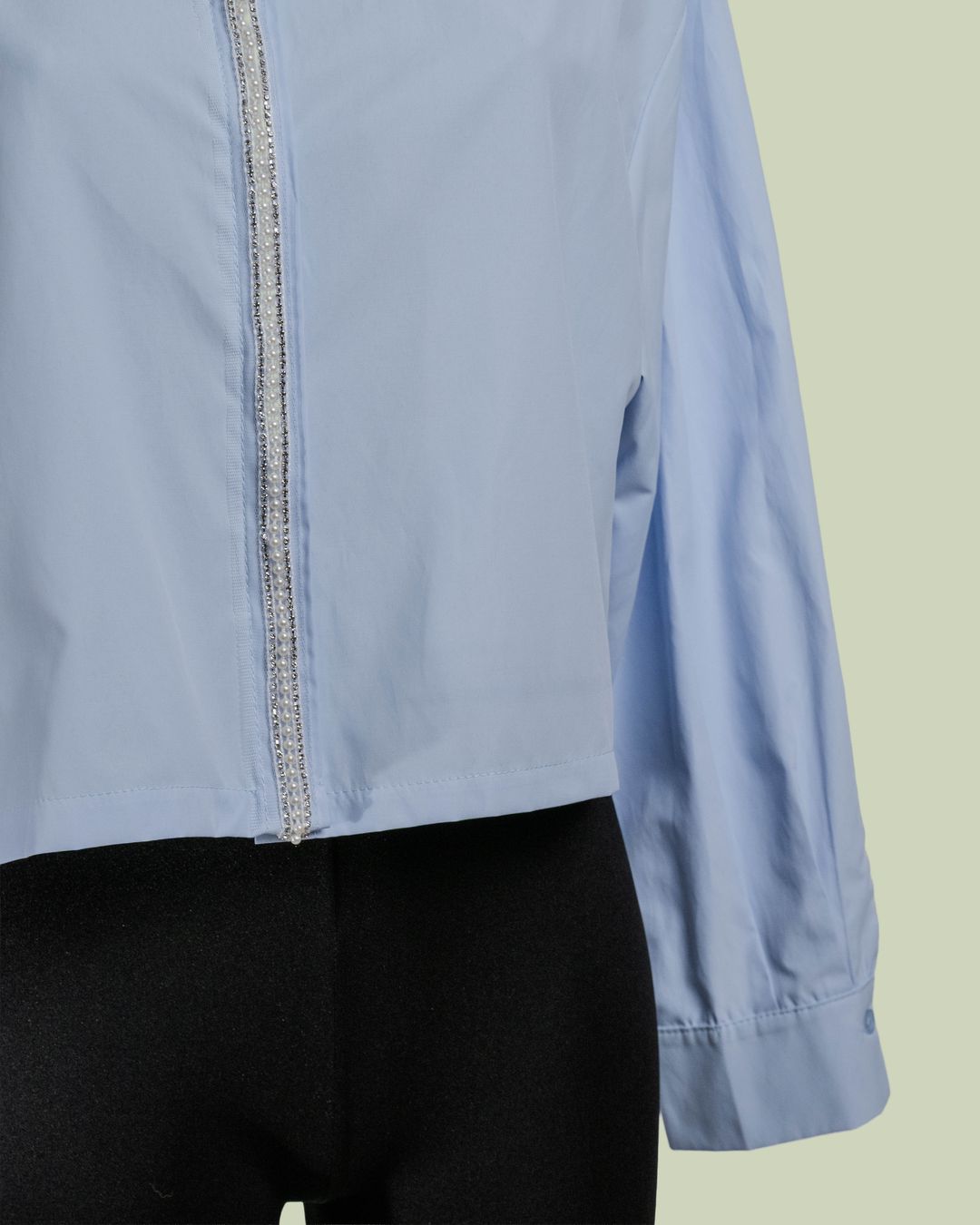 Camicia Cropped con Bordo Gioiello – Mimi-Muà