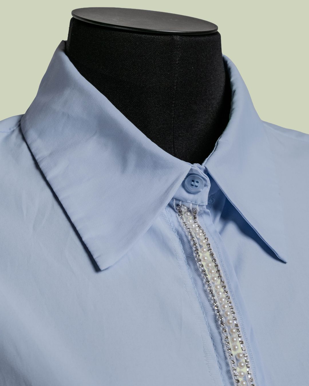 Camicia Cropped con Bordo Gioiello – Mimi-Muà