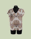 Blusa a Manica Corta in Jersey Art Déco – Mimi-Muà - PANNA