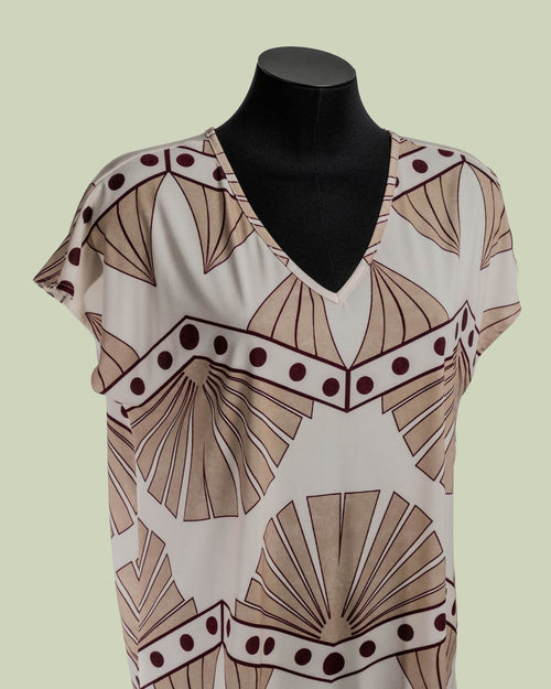 Blusa a Manica Corta in Jersey Art Déco – Mimi-Muà