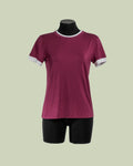 T-shirt Ringer in Viscosa con Bordi a Contrasto – Mimi-Muà - BORDEAUX