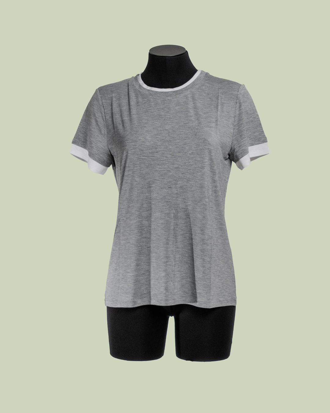 T-shirt Ringer in Viscosa con Bordi a Contrasto – Mimi-Muà - GRIGIO