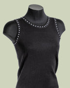 Top in Maglia con Dettaglio Tratteggio sui Giromanica – Mimi-Muà