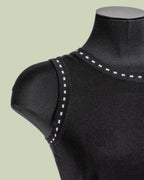 Top in Maglia con Dettaglio Tratteggio sui Giromanica – Mimi-Muà