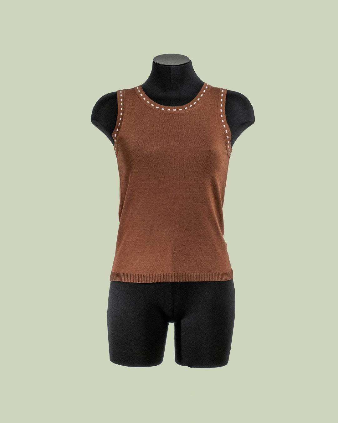 Top in Maglia con Dettaglio Tratteggio sui Giromanica – Mimi-Muà