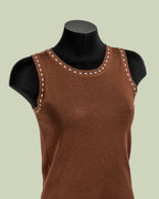 Top in Maglia con Dettaglio Tratteggio sui Giromanica – Mimi-Muà