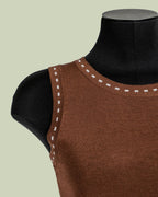 Top in Maglia con Dettaglio Tratteggio sui Giromanica – Mimi-Muà
