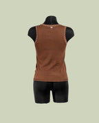 Top in Maglia con Dettaglio Tratteggio sui Giromanica – Mimi-Muà - BLU
