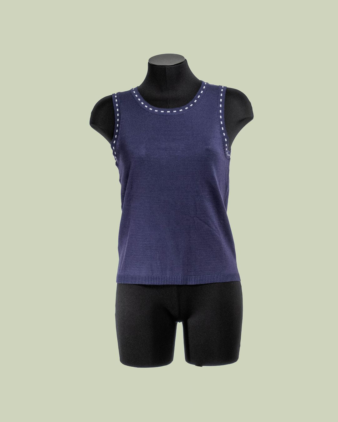 Top in Maglia con Dettaglio Tratteggio sui Giromanica – Mimi-Muà