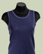 Top in Maglia con Dettaglio Tratteggio sui Giromanica – Mimi-Muà