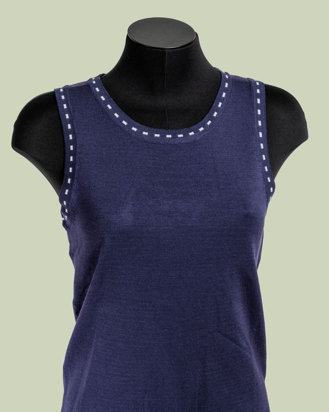 Top in Maglia con Dettaglio Tratteggio sui Giromanica – Mimi-Muà