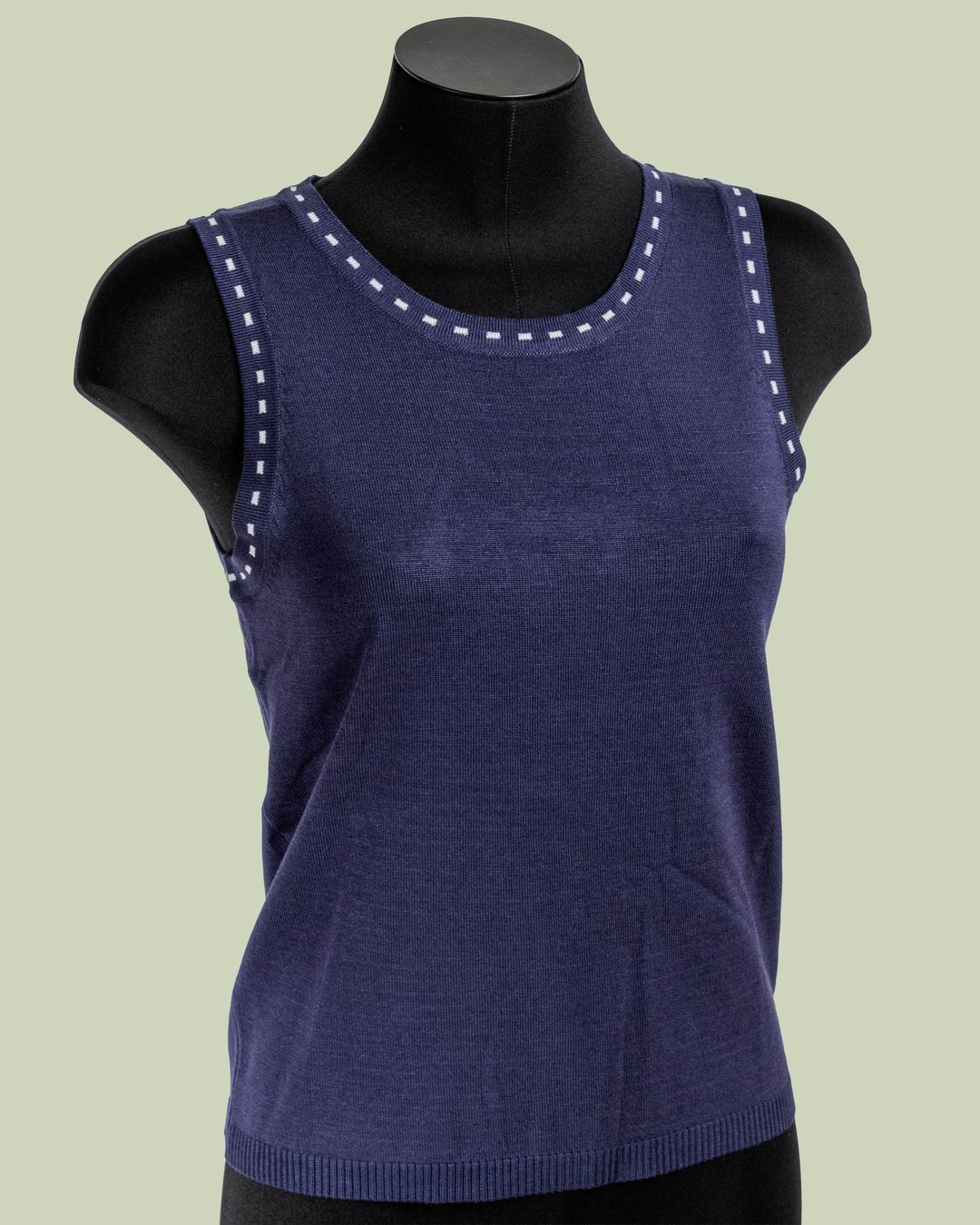 Top in Maglia con Dettaglio Tratteggio sui Giromanica – Mimi-Muà