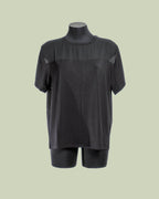 T-shirt con Yoke in Georgette Semi-trasparente – Mimi-Muà - NERO