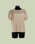 T-shirt con Yoke in Georgette Semi-trasparente – Mimi-Muà - CAMMELLO