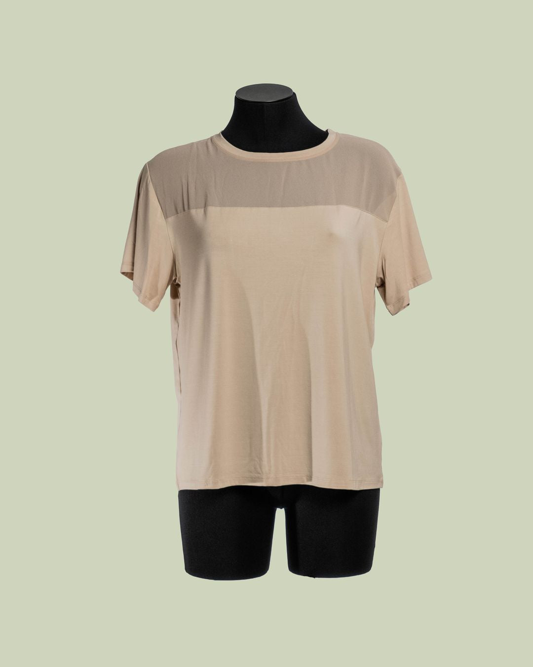 T-shirt con Yoke in Georgette Semi-trasparente – Mimi-Muà - CAMMELLO