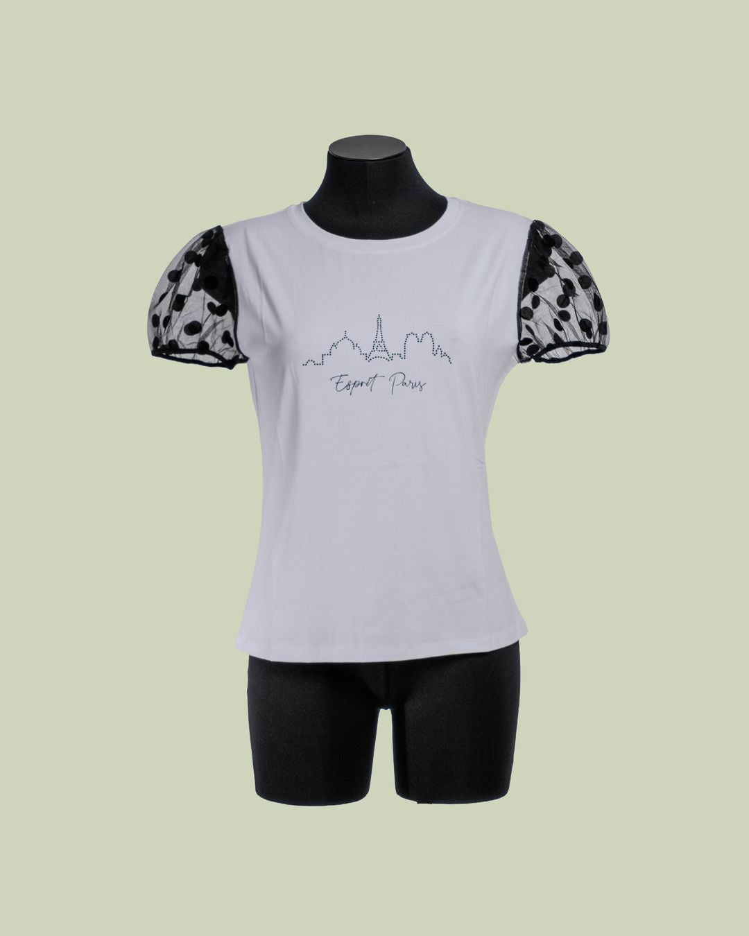 T-shirt 'Esprit Paris' con Maniche in Tulle a Pois – Mimi-Muà