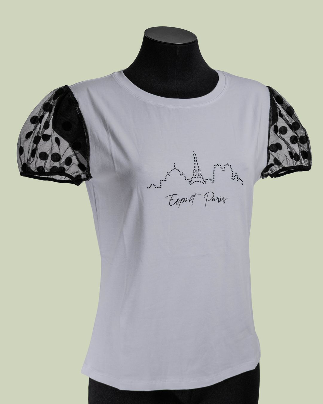 T-shirt 'Esprit Paris' con Maniche in Tulle a Pois – Mimi-Muà