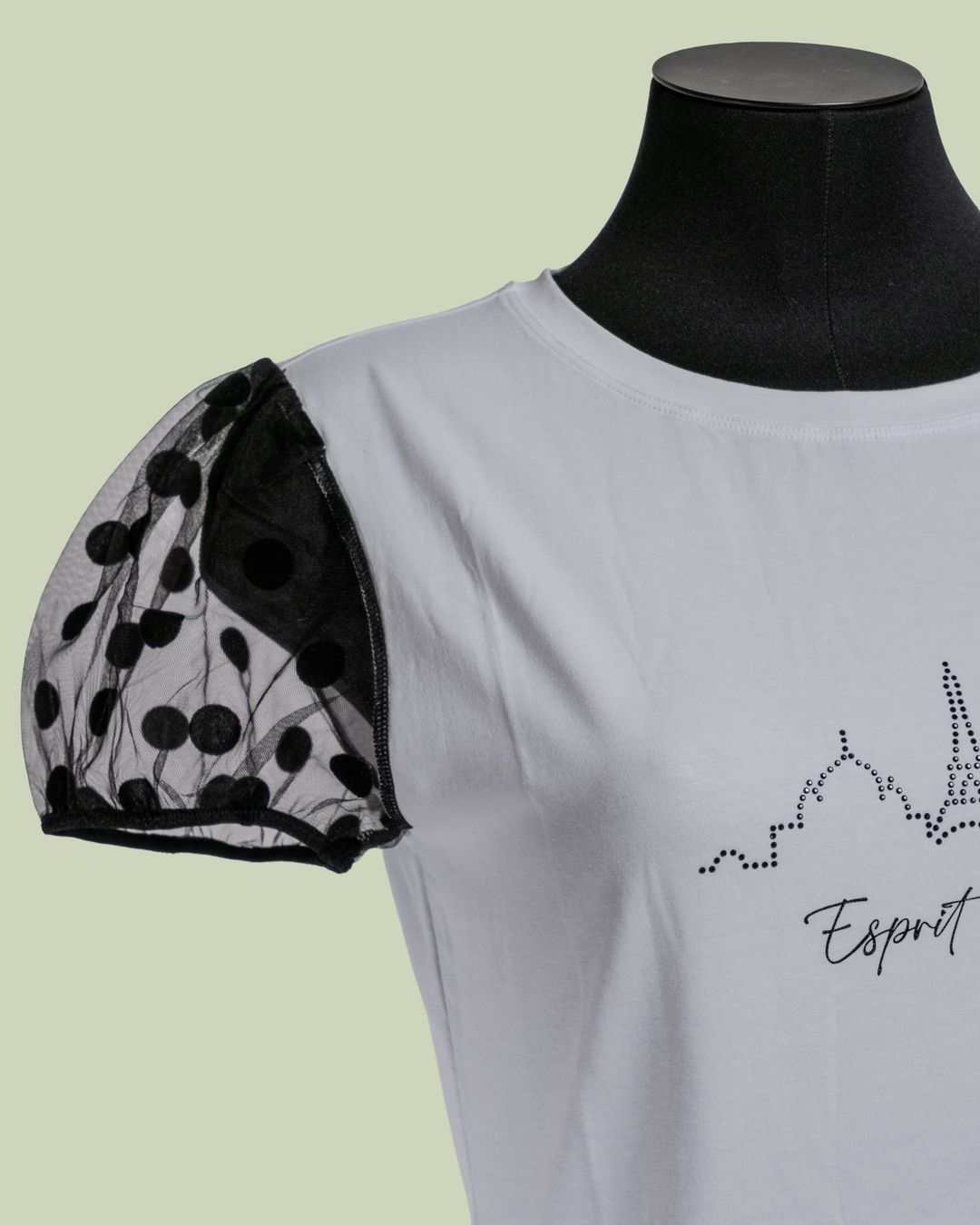 T-shirt 'Esprit Paris' con Maniche in Tulle a Pois – Mimi-Muà