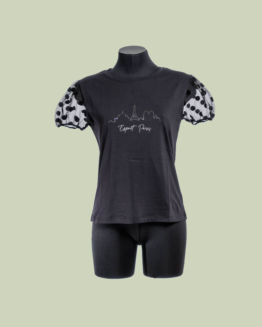 T-shirt 'Esprit Paris' con Maniche in Tulle a Pois – Mimi-Muà
