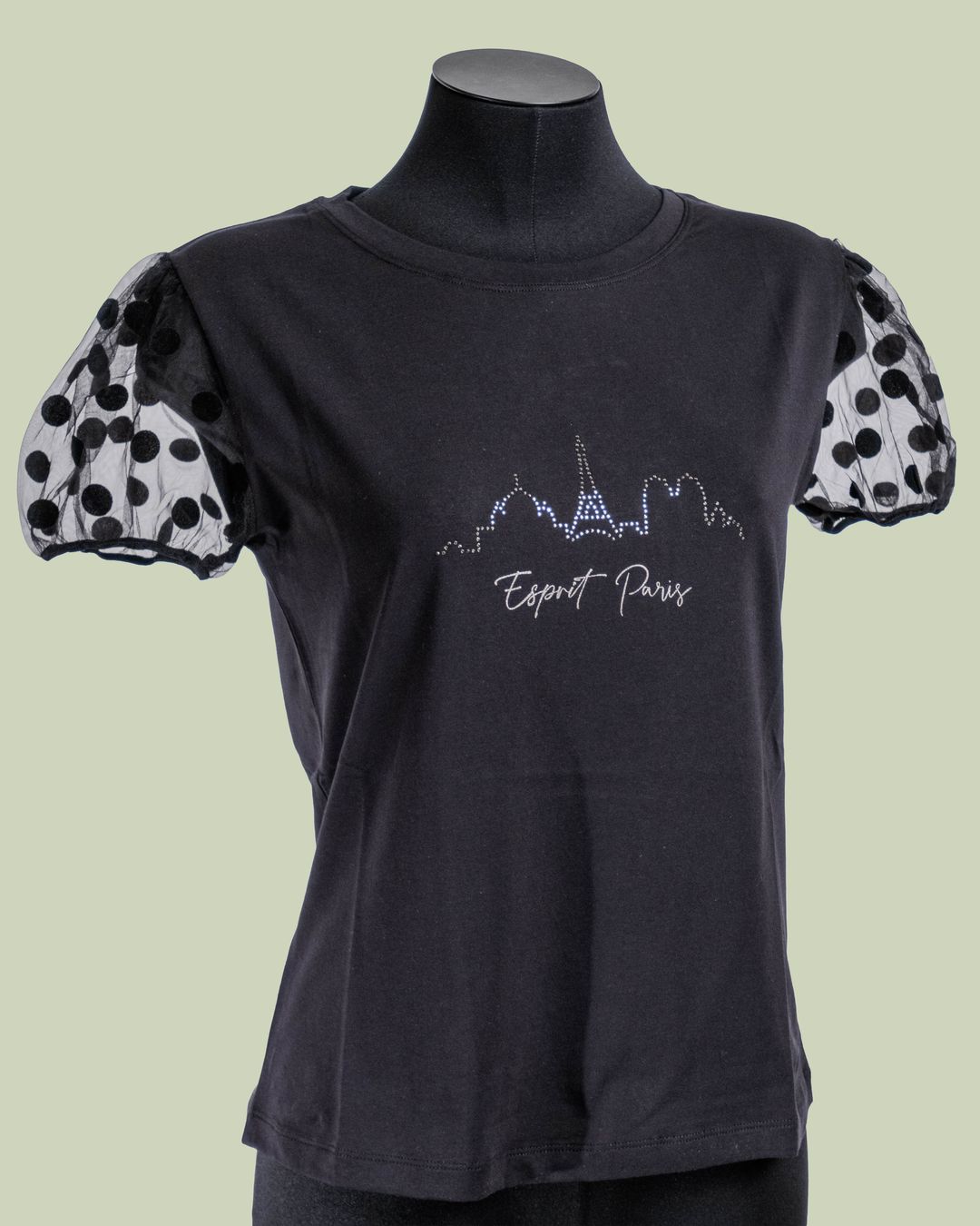 T-shirt 'Esprit Paris' con Maniche in Tulle a Pois – Mimi-Muà