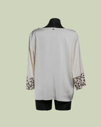 Blusa in Raso con Polsino Paillettato Animalier – Mimi-Muà