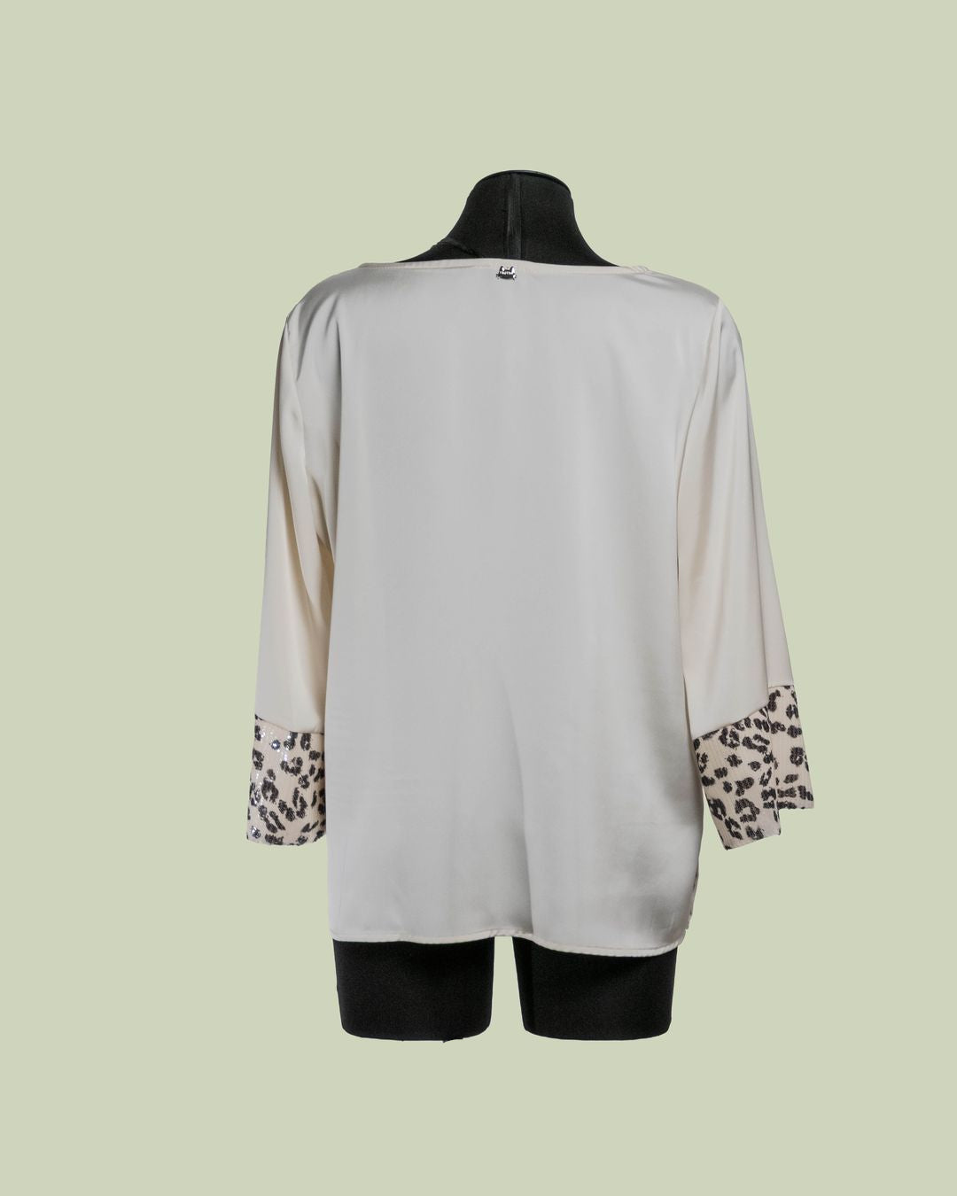 Blusa in Raso con Polsino Paillettato Animalier – Mimi-Muà