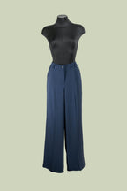 Pantalone Palazzo a Gamba Larga con Piega Centrale – Mimi-Muà - BLU