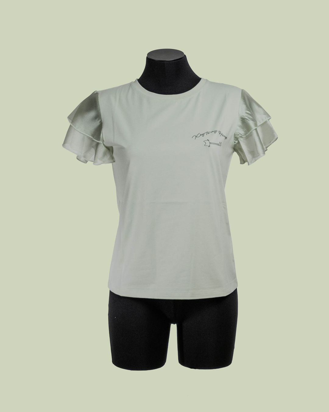 T-shirt 'Key to My Heart' con Maniche a Doppio Volant – Mimi-Muà