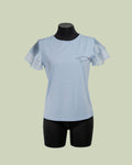 T-shirt 'Key to My Heart' con Maniche a Doppio Volant – Mimi-Muà - CELESTE