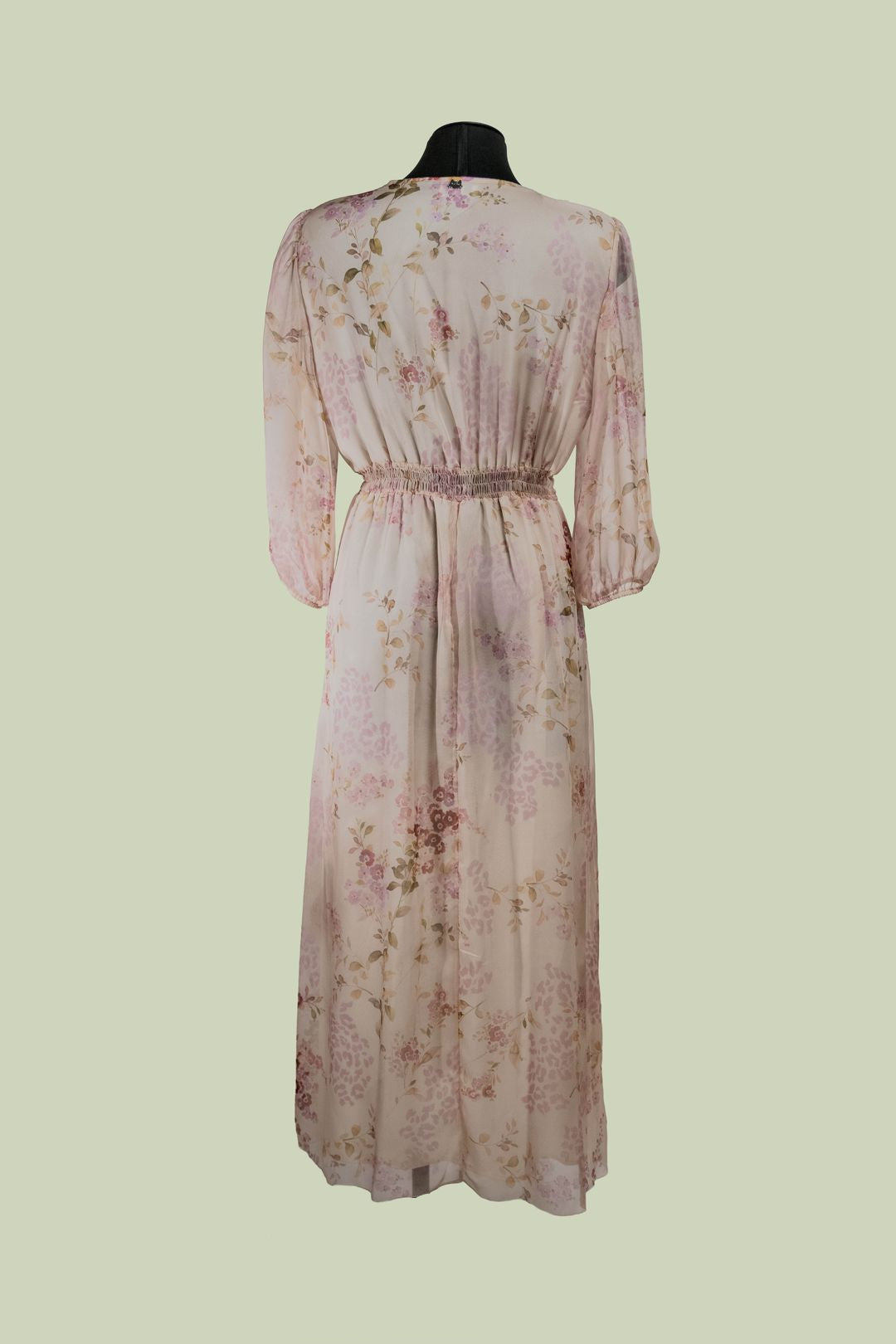 Abito Lungo in Chiffon Floreale con Rouches e Laccetto – Mimi-Muà