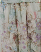 Abito Lungo in Chiffon Floreale con Rouches e Laccetto – Mimi-Muà