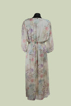 Abito Lungo in Chiffon Floreale con Rouches e Laccetto – Mimi-Muà
