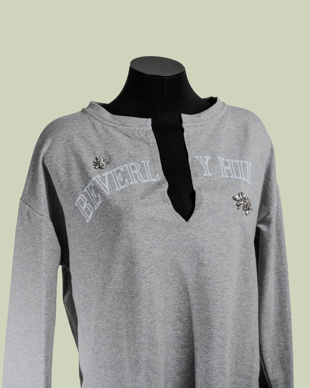 Felpa Crop 'Beverly Hills' con Scollo a Goccia e Strass – Mimi-Muà
