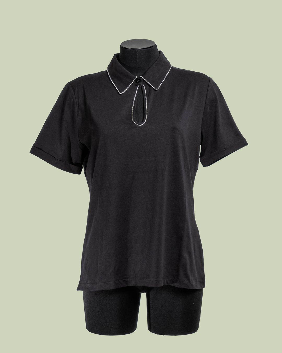 T-shirt con Scollo a Goccia e Catena di Strass – Mimi-Muà