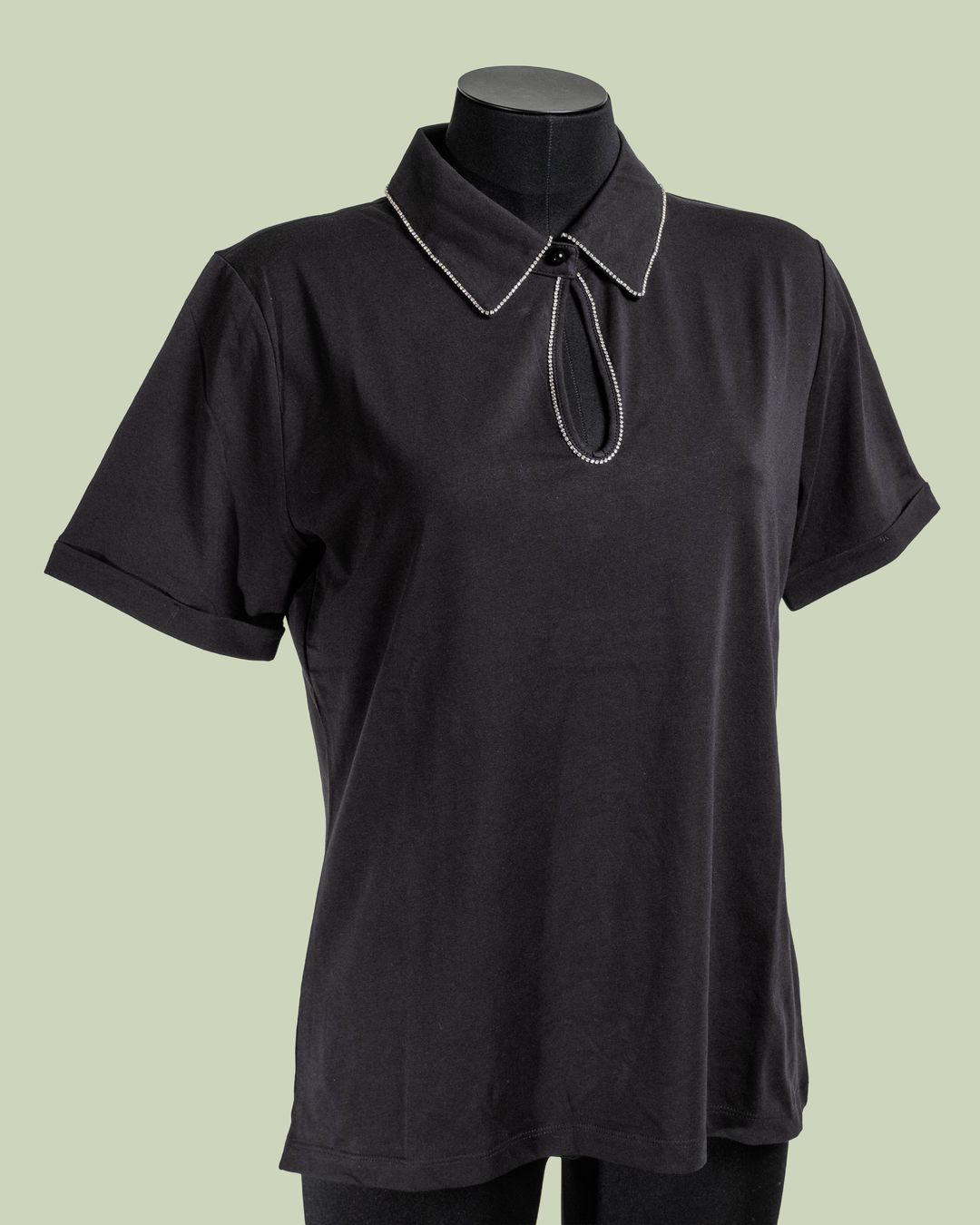 T-shirt con Scollo a Goccia e Catena di Strass – Mimi-Muà