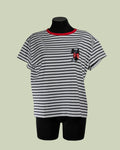 T-shirt Marinière con Stampa Gatto Glitter – Mimi-Muà