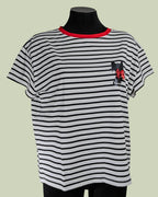 T-shirt Marinière con Stampa Gatto Glitter – Mimi-Muà