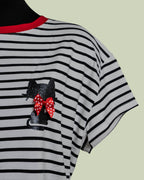 T-shirt Marinière con Stampa Gatto Glitter – Mimi-Muà