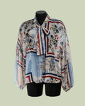 Blusa in Poliestere Riciclato con Fiocco e Stampa Floreale – Mimi-Muà