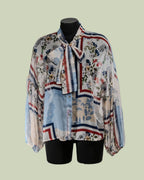 Blusa in Poliestere Riciclato con Fiocco e Stampa Floreale – Mimi-Muà
