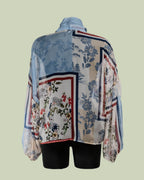 Blusa in Poliestere Riciclato con Fiocco e Stampa Floreale – Mimi-Muà