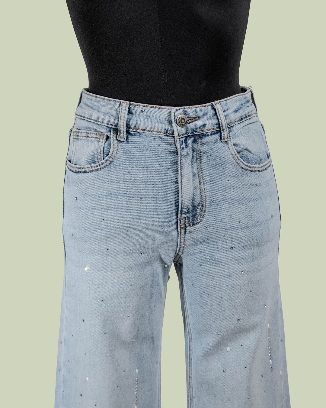 Jeans a Zampa con Cascata di Strass – Mimi-Muà