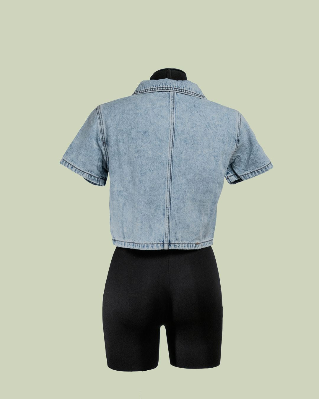Giacca Denim Cropped con Pioggia di Strass – Mimi-Muà