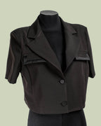Giacca Cropped a Maniche Corte con Finiture in Raso – Mimi-Muà