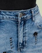 Jeans Flare con Applicazioni Floreali Tridimensionali – Mimi-Muà