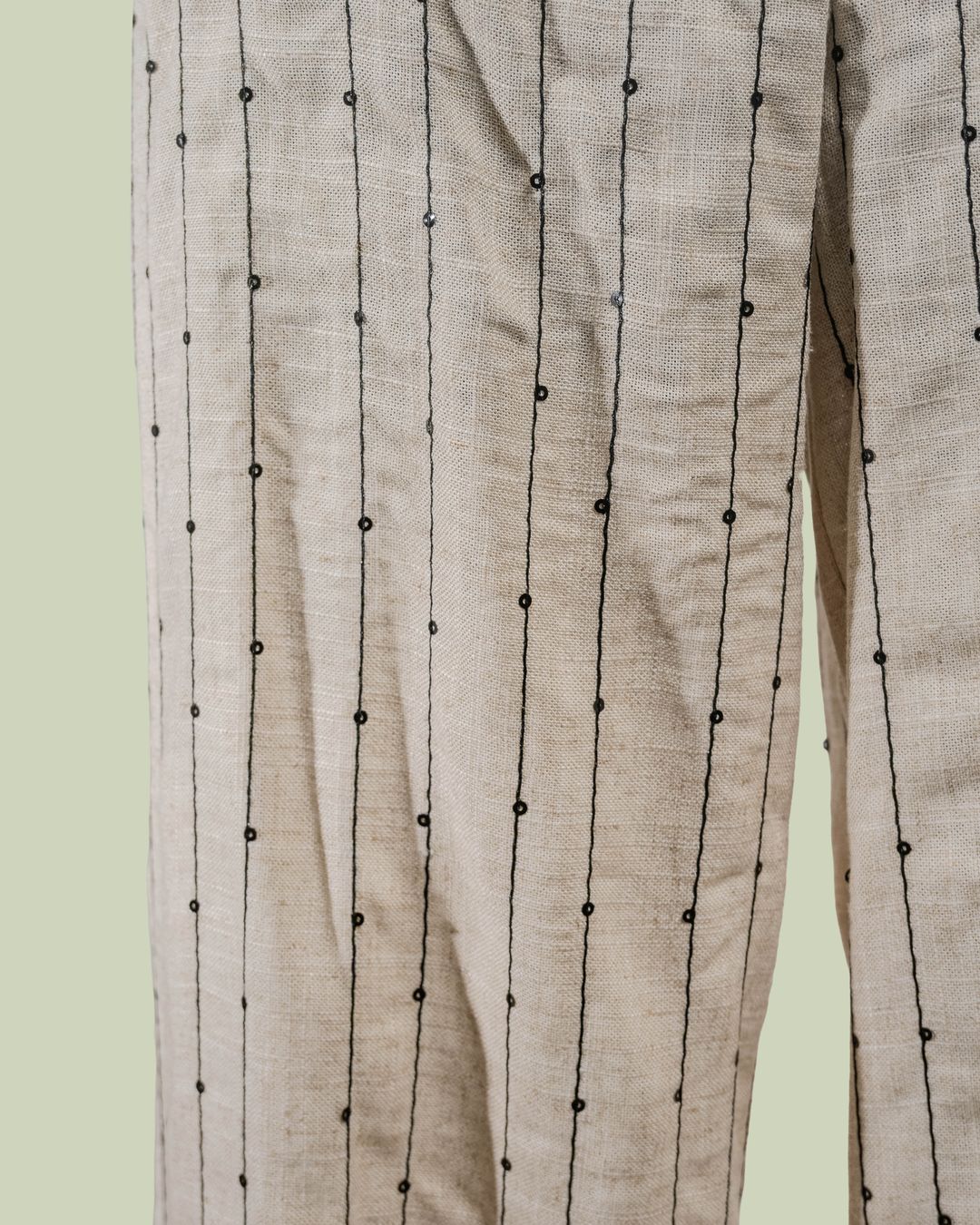 Pantalone a Gamba Larga con Righe e Inserti di Paillettes – ECO